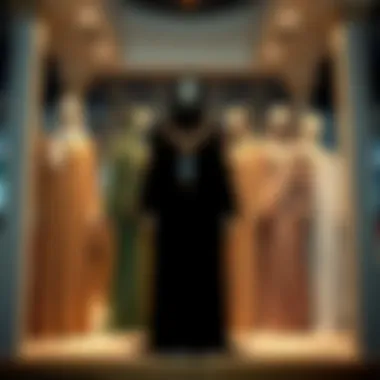Artistic Abaya Display An artistic display of abayas reflecting the blend of cultural heritage and modern trends.
