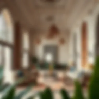 A contemporary majlis interior showcasing elegant furnishings and traditional decor.