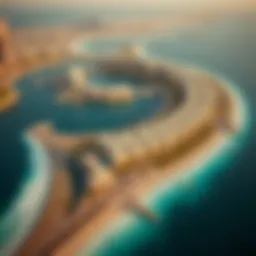 Aerial view of the Palm Crescent showcasing its unique shape and luxury homes