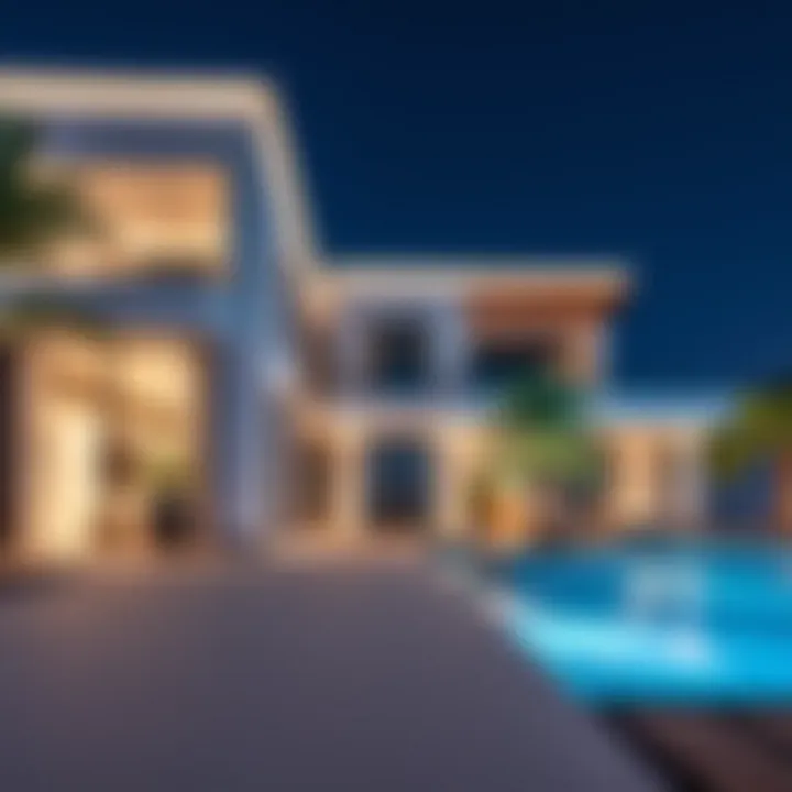 Luxury Villa on Palm Crescent Architectural close-up of a luxury villa on the Palm Crescent with modern design