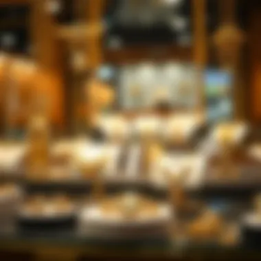 An elegant display of jewelry crafted from different gold alloys in a UAE marketplace