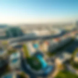 Aerial view of Dubai Investment Park 2 showcasing residential and commercial areas.