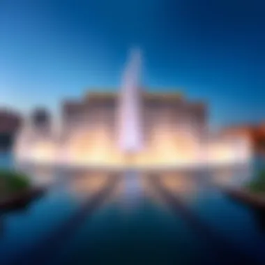 Dubai Fountain Daytime Shot A panoramic daytime shot of the Dubai Fountain showcasing its grandeur