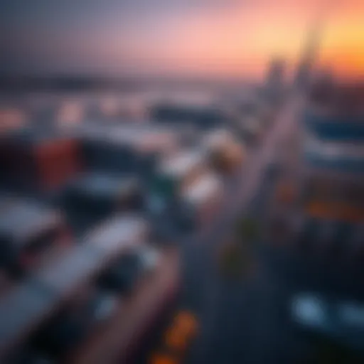 Aerial view of Dubai showcasing diverse parking facilities.