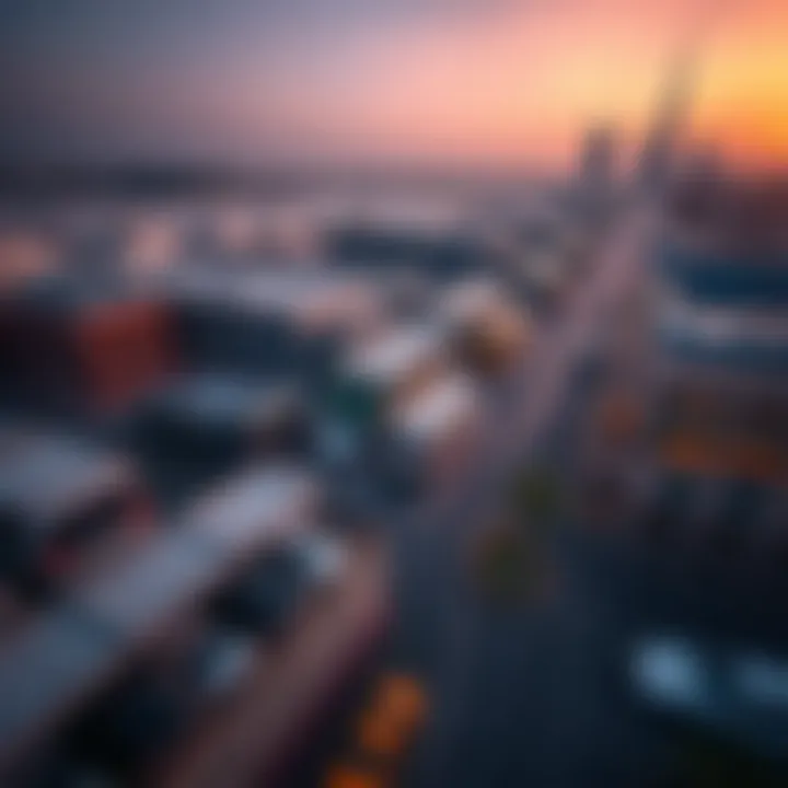 Aerial view of Dubai showcasing diverse parking facilities.