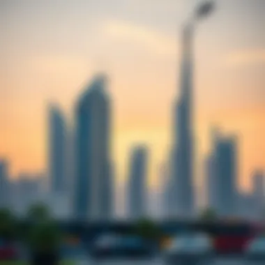 Dubai Real Estate Landscape A visual representation of Dubai's skyline with real estate listings, symbolizing the property market.