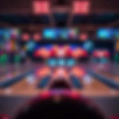 Vibrant Bowling Alley Experience Bowling alley interior showcasing vibrant atmosphere