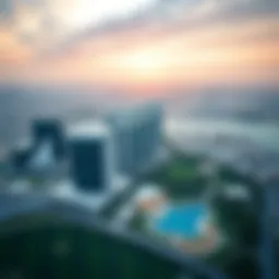 Aerial view of Internet City showcasing modern architecture