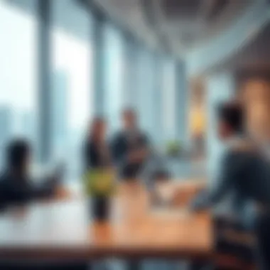 Collaborative Workspace in Internet City Business professionals discussing strategies in a collaborative workspace