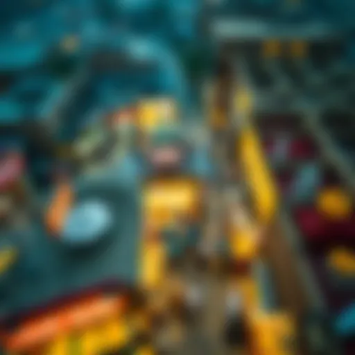 Dubai Gold Souk Aerial Perspective Aerial view of Dubai's Gold Souk displaying vibrant market stalls