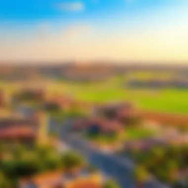 Serene Landscapes of Yas Acres Lush green landscapes and community layout of Yas Acres