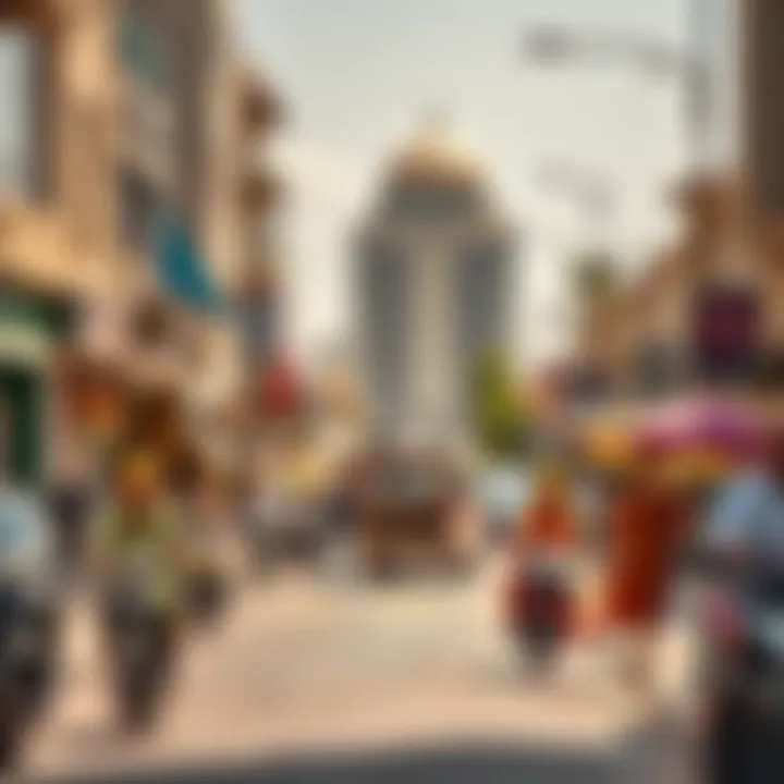 Vibrant street scene in Zaabeel with bustling activity